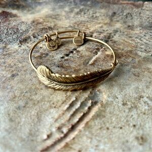 Gold Feather Bangle Bracelet